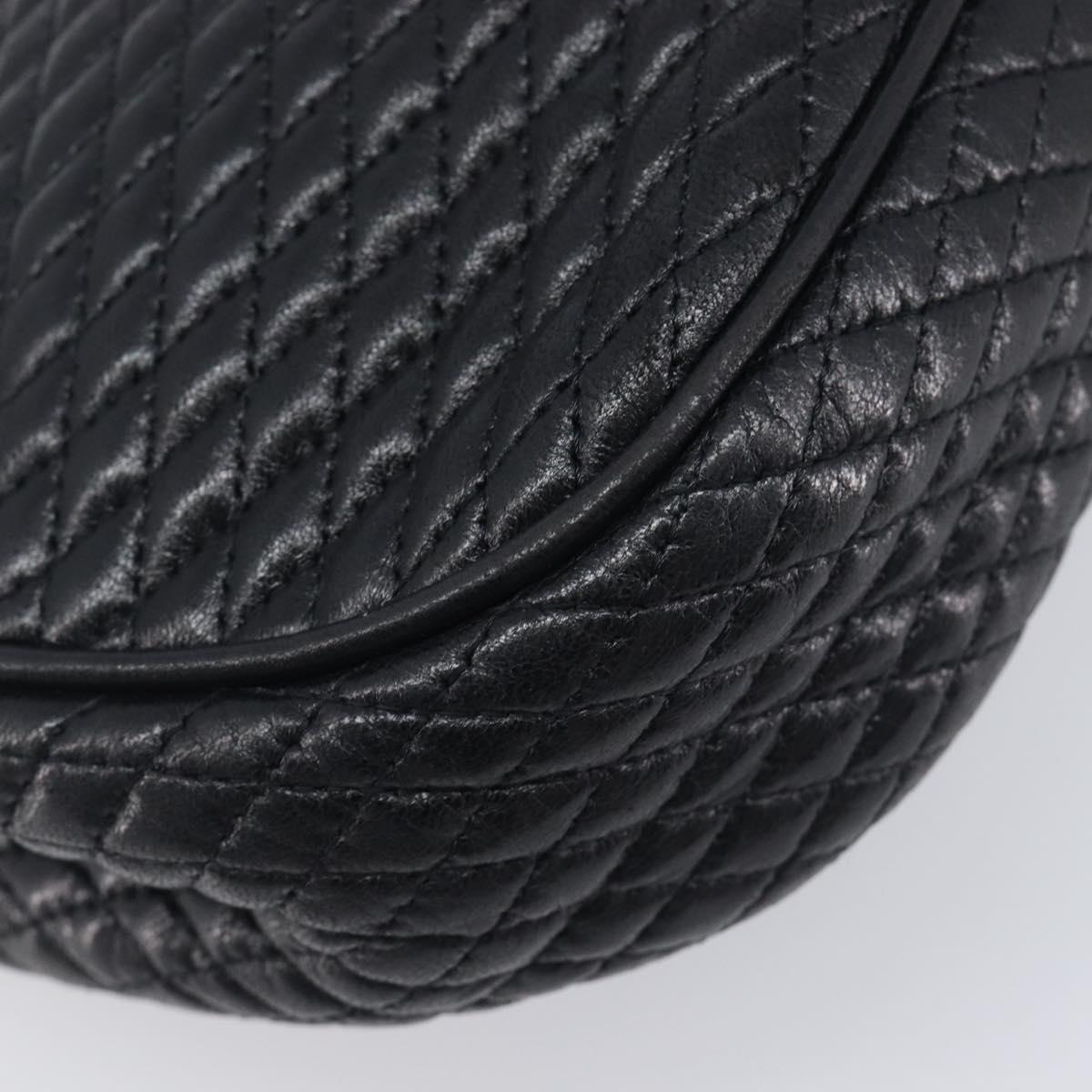 Bally Chain Shoulder Bag Leather Black Gold Auth 210913A