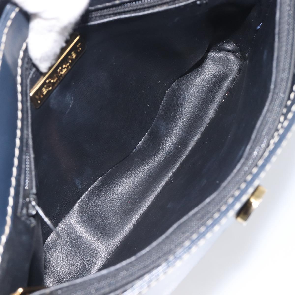 Saint Laurent Shoulder Bag Leather Navy Gold Auth 210914A