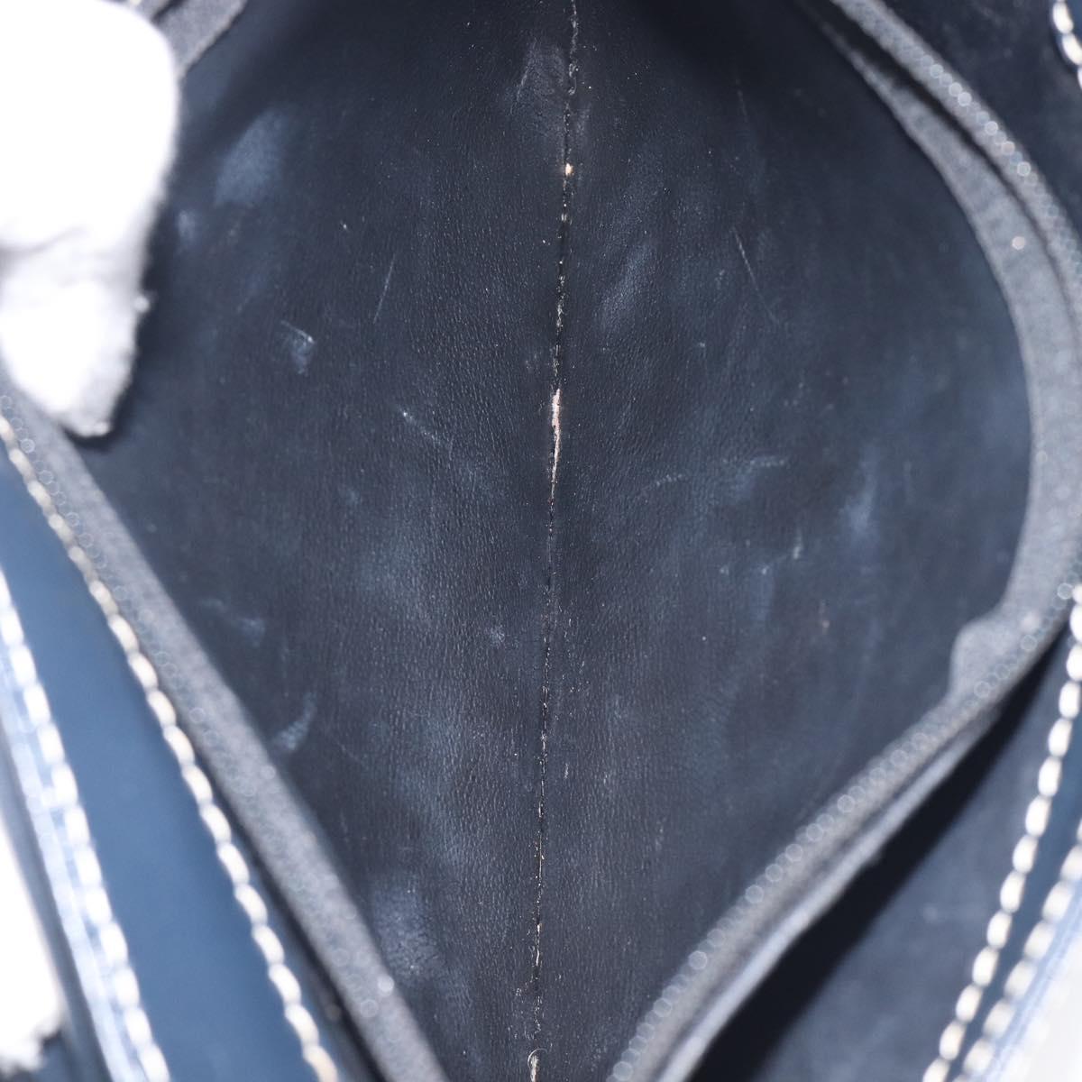 Saint Laurent Shoulder Bag Leather Navy Gold Auth 210914A