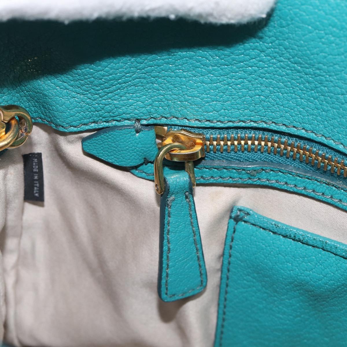 Miu Miu Madras Hand Bag Leather 2way Green Gold Auth 210919A