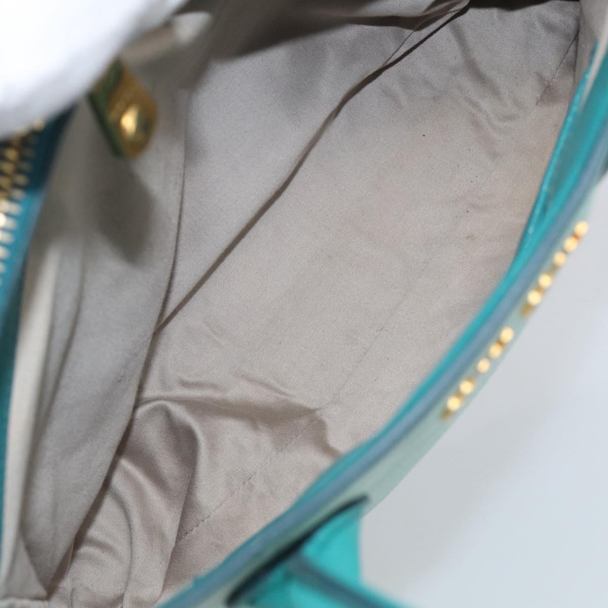 Miu Miu Madras Hand Bag Leather 2way Green Gold Auth 210919A