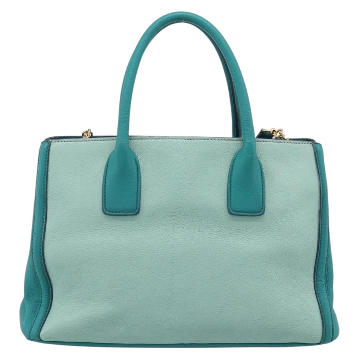 Miu Miu Madras Hand Bag Leather 2way Green Gold Auth 210919A