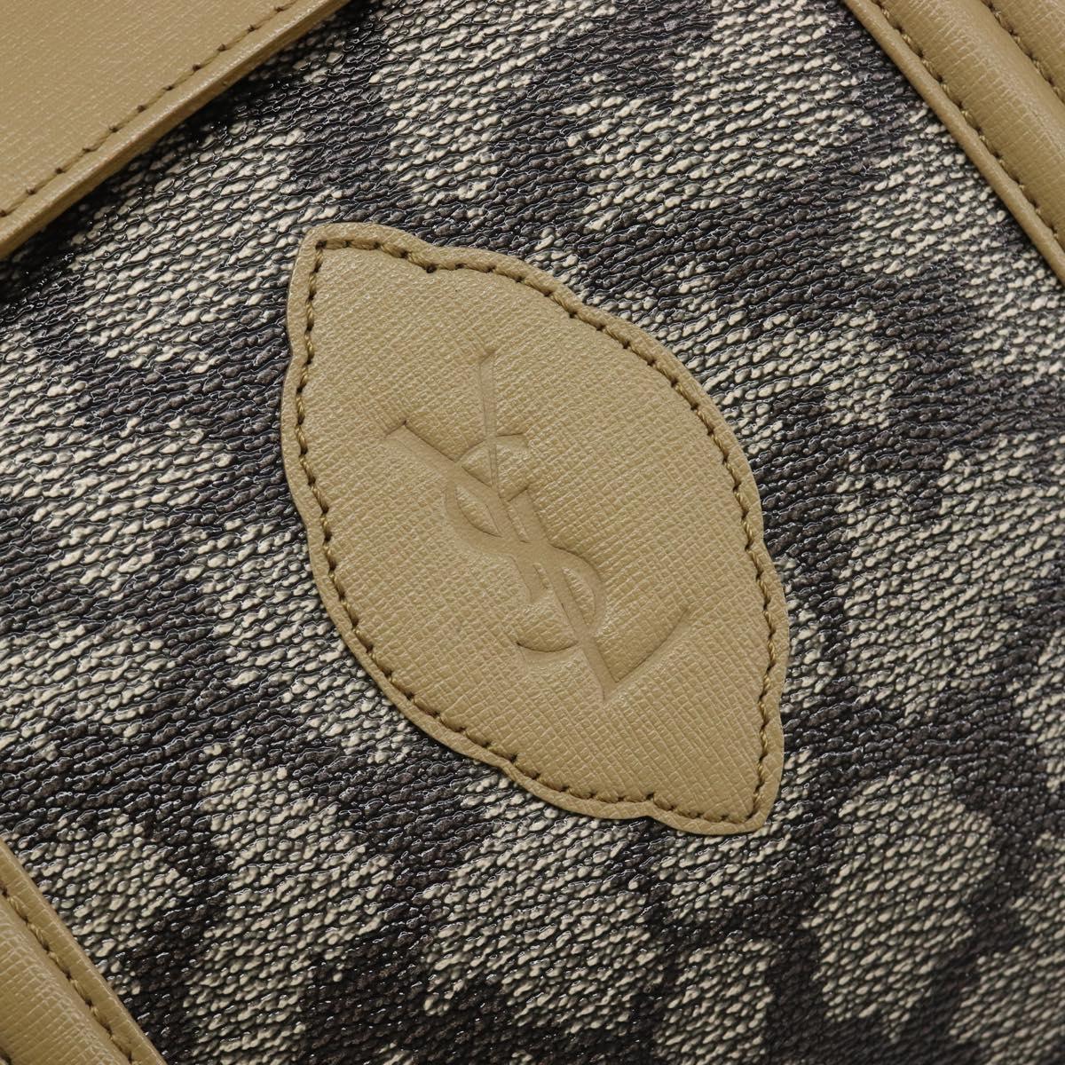 Saint Laurent Hand Bag PVC Leather Beige Gray Auth 210924A