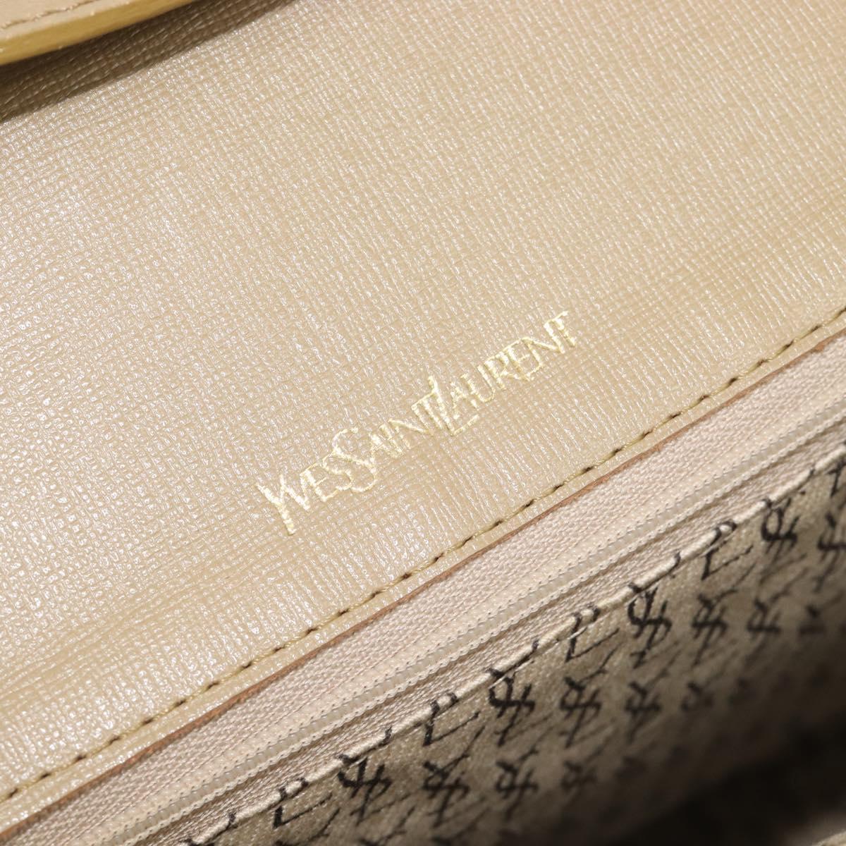 Saint Laurent Hand Bag PVC Leather Beige Gray Auth 210924A