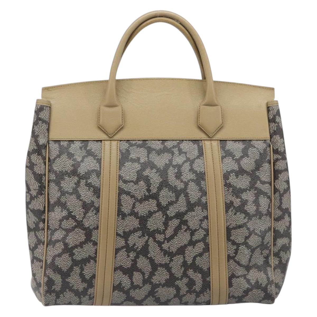 Saint Laurent Hand Bag PVC Leather Beige Gray Auth 210924A