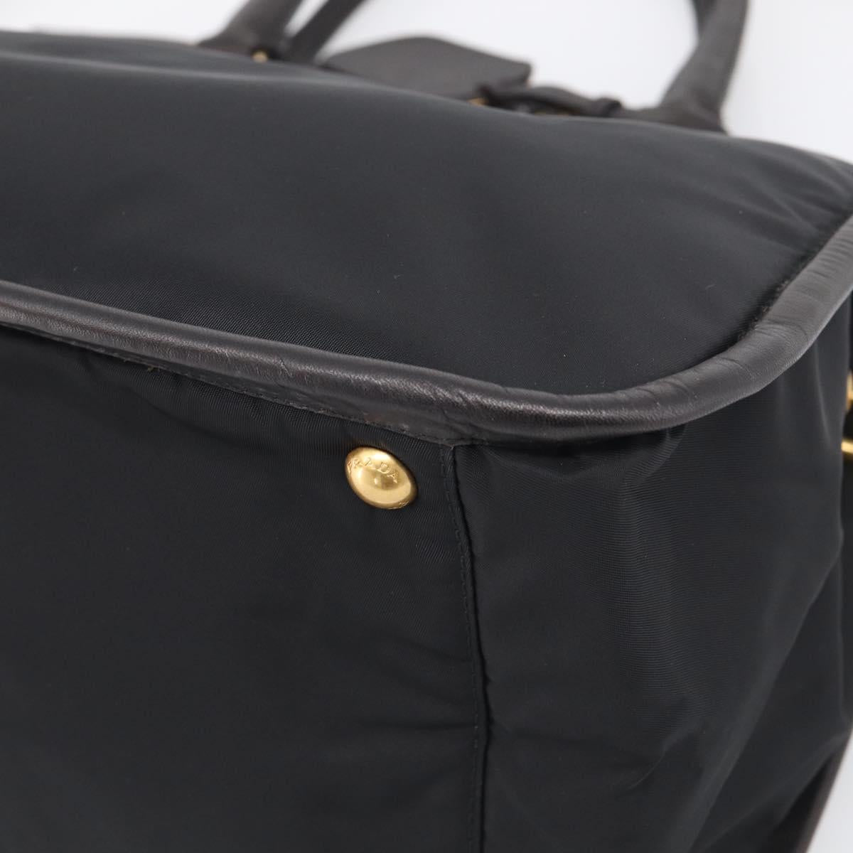 PRADA Hand Bag Nylon 2way Black Gold Auth 210925A