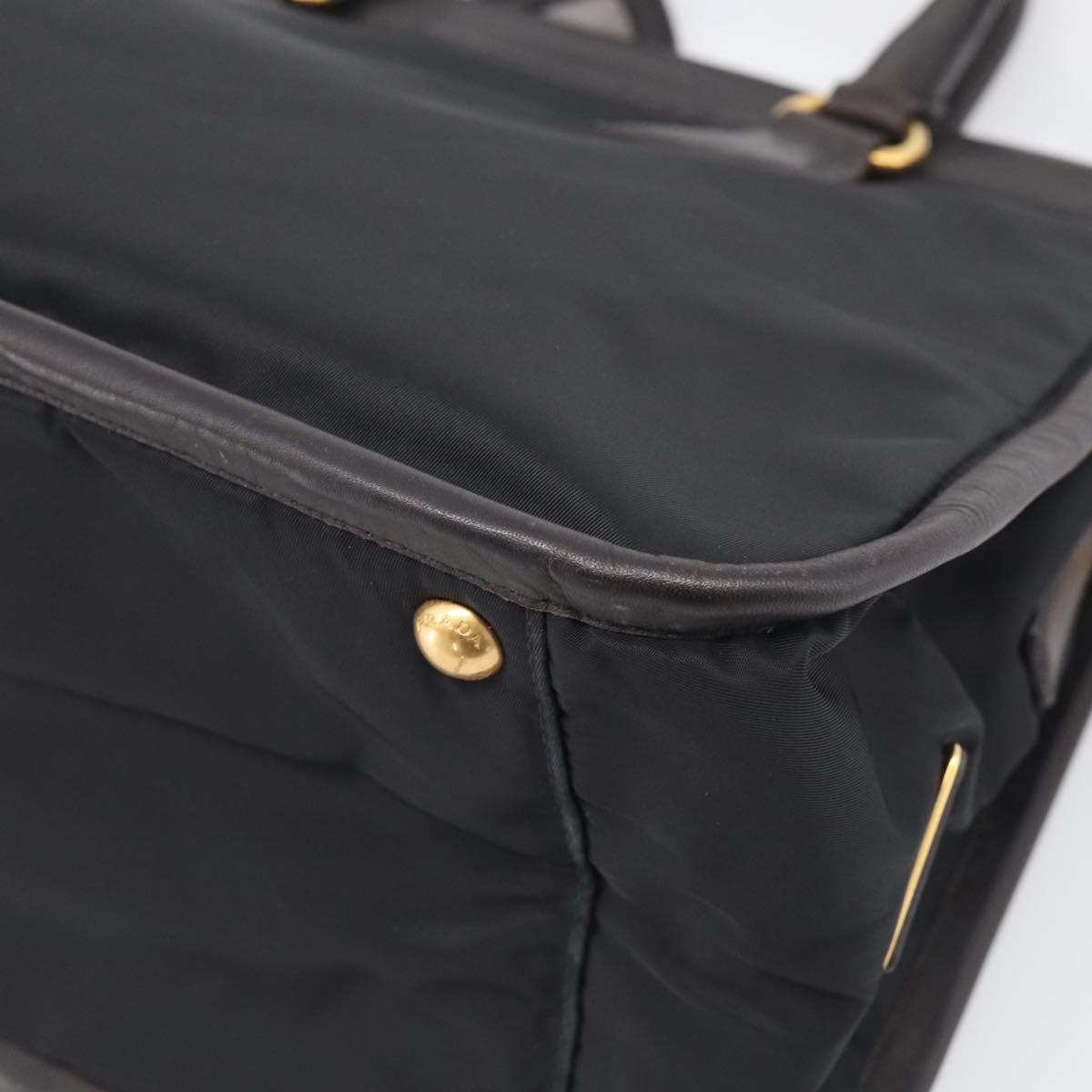 PRADA Hand Bag Nylon 2way Black Gold Auth 210925A