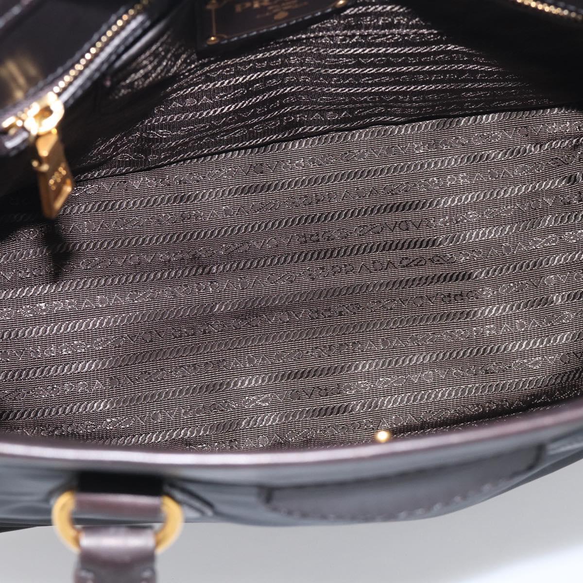 PRADA Hand Bag Nylon 2way Black Gold Auth 210925A