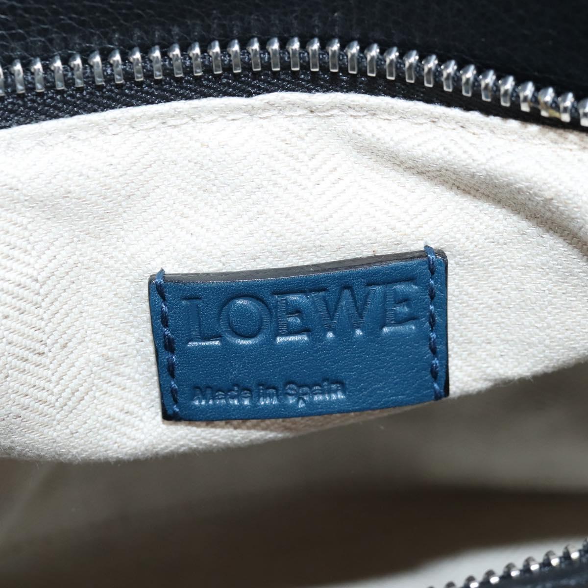 LOEWE Puzzle Hand Bag Leather 2way Blue Silver Auth 210927SAM
