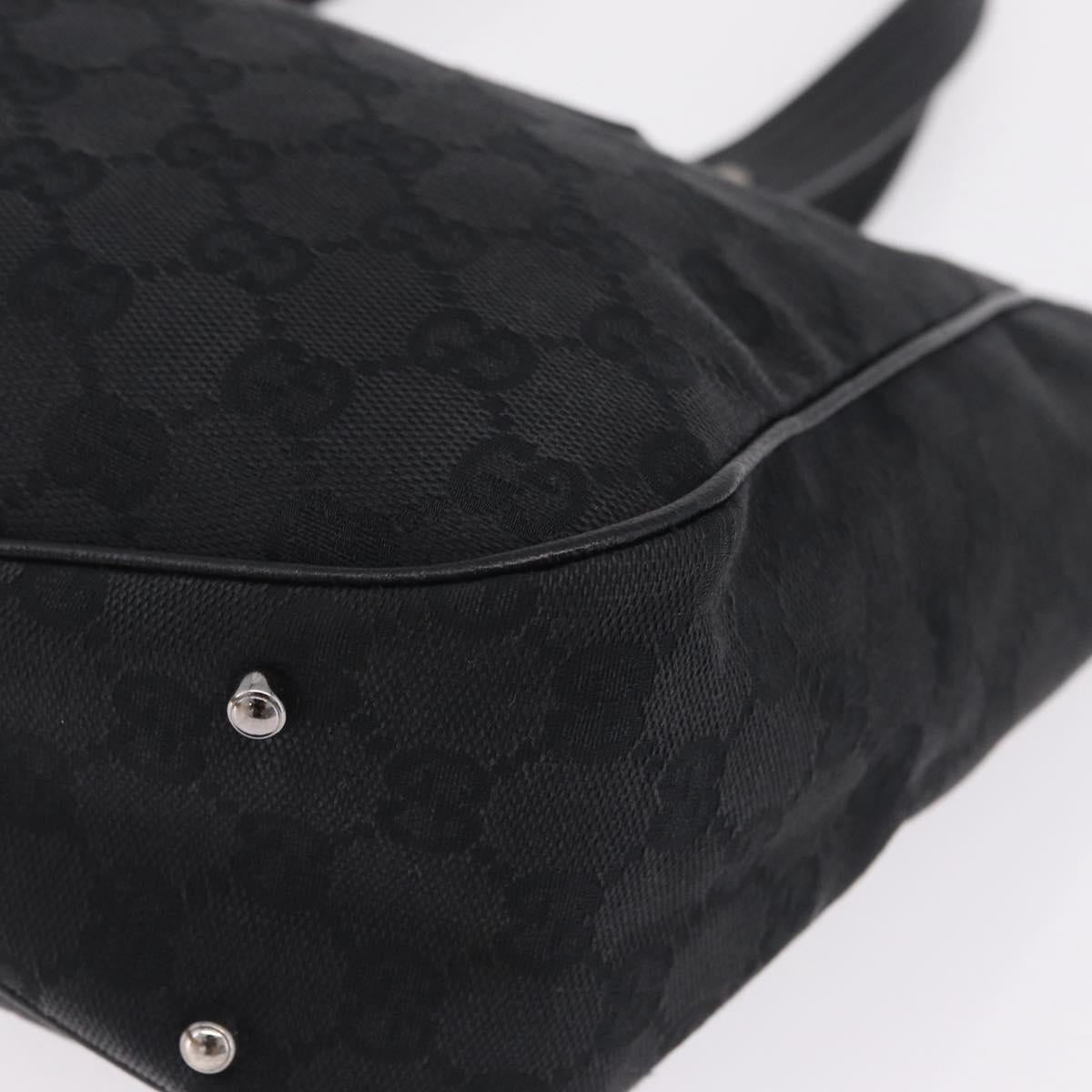 GUCCI GG Canvas Tote Bag Black Silver 113019 Auth 210930A