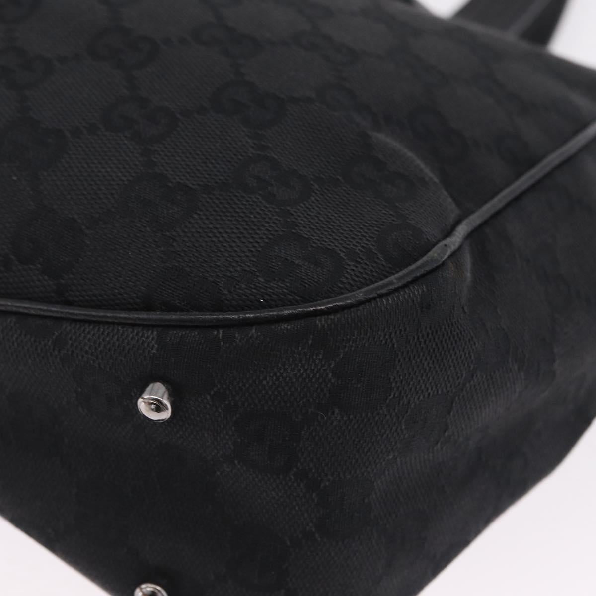 GUCCI GG Canvas Tote Bag Black Silver 113019 Auth 210930A