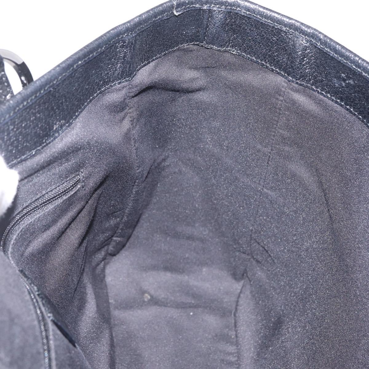 GUCCI GG Canvas Tote Bag Black Silver 113019 Auth 210930A
