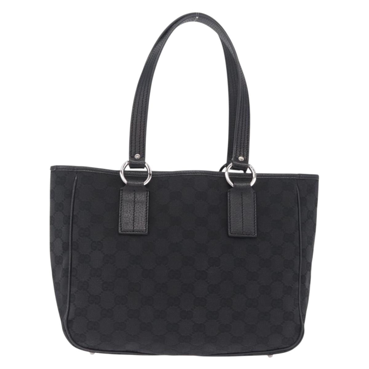 GUCCI GG Canvas Tote Bag Black Silver 113019 Auth 210930A