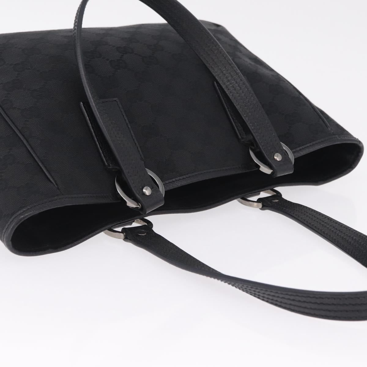 GUCCI GG Canvas Tote Bag Black Silver 113019 Auth 210930A