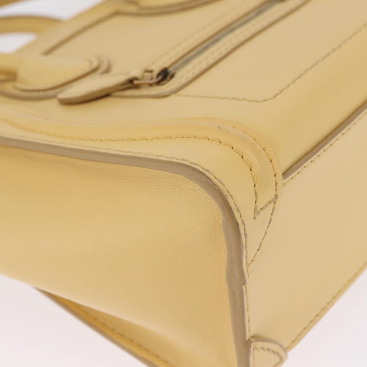 CELINE Luggage Nano Shopper Hand Bag Leather 2way Yellow Gold Auth 210931V