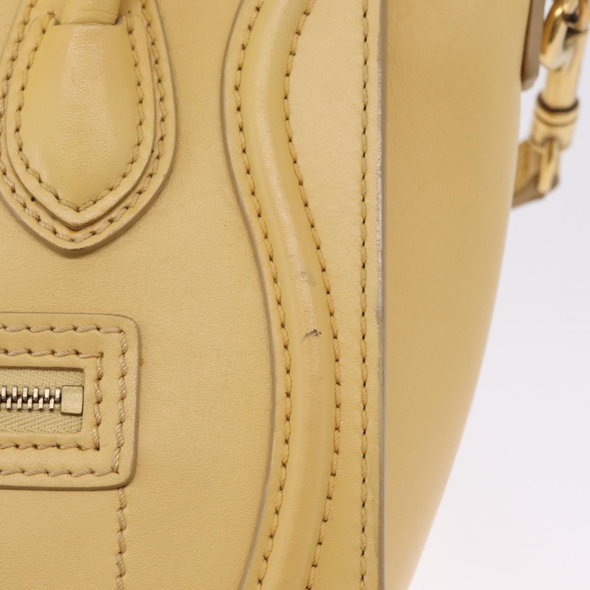 CELINE Luggage Nano Shopper Hand Bag Leather 2way Yellow Gold Auth 210931V