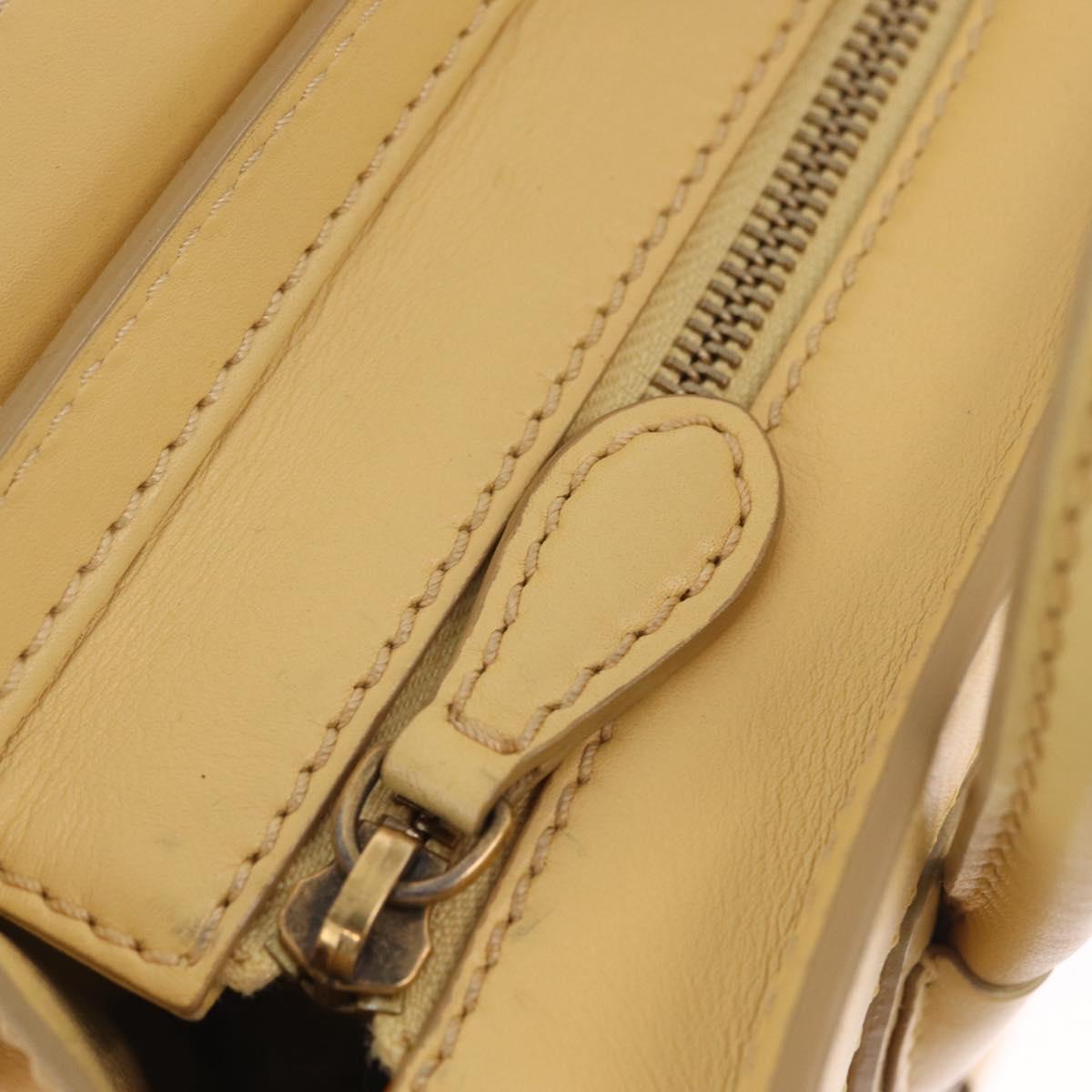 CELINE Luggage Nano Shopper Hand Bag Leather 2way Yellow Gold Auth 210931V