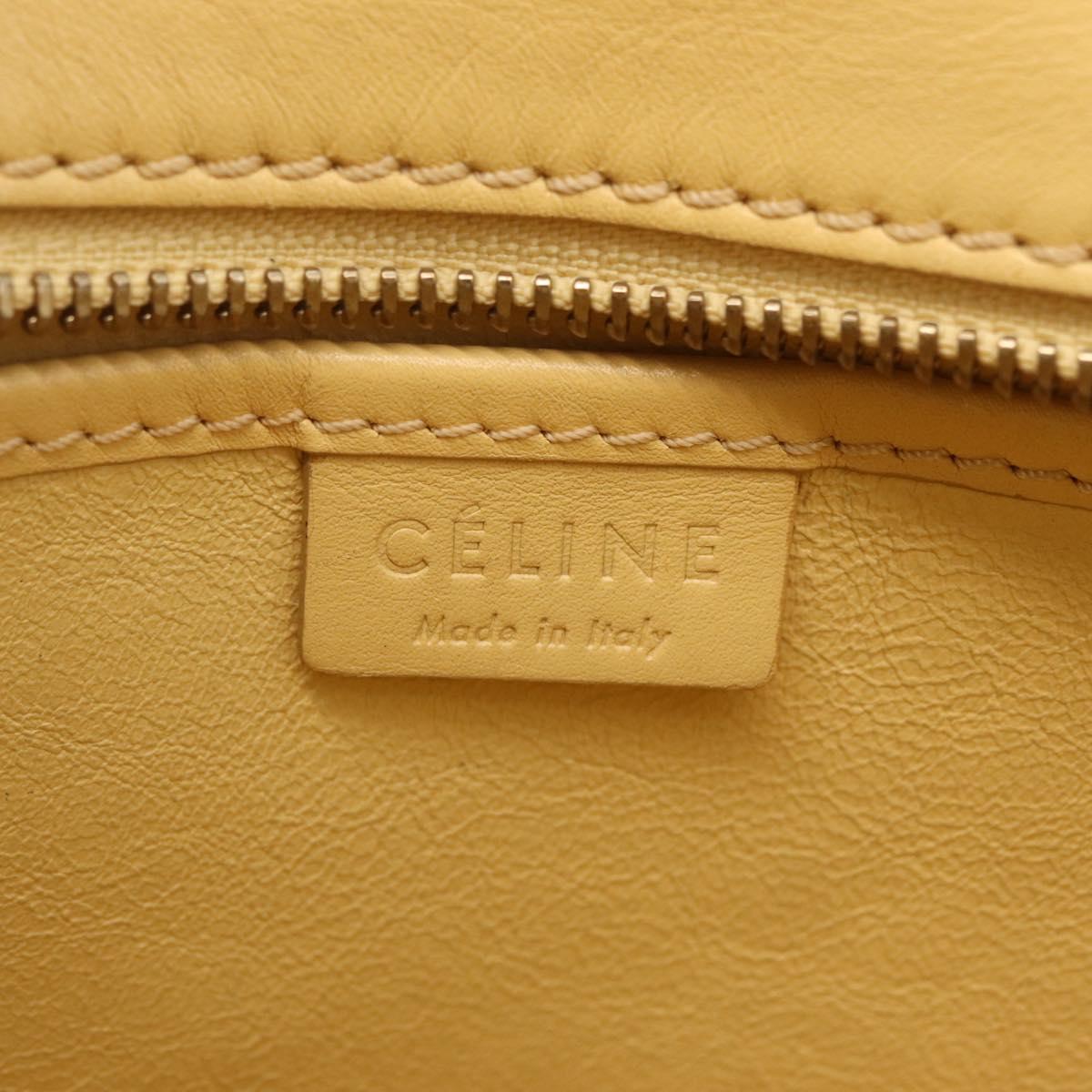 CELINE Luggage Nano Shopper Hand Bag Leather 2way Yellow Gold Auth 210931V
