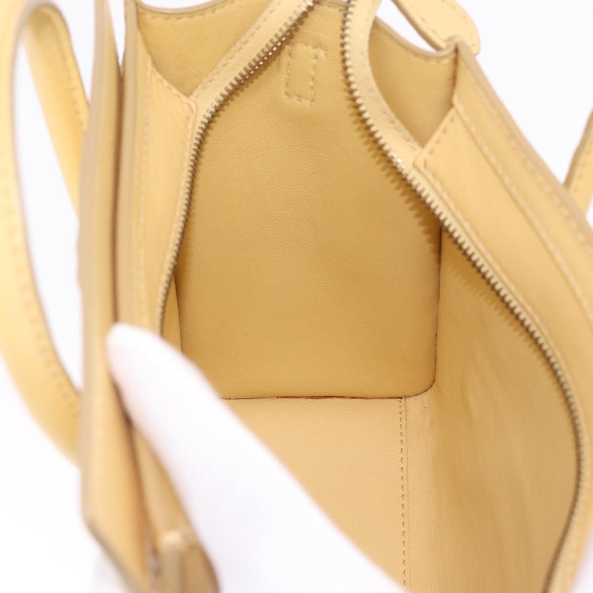 CELINE Luggage Nano Shopper Hand Bag Leather 2way Yellow Gold Auth 210931V