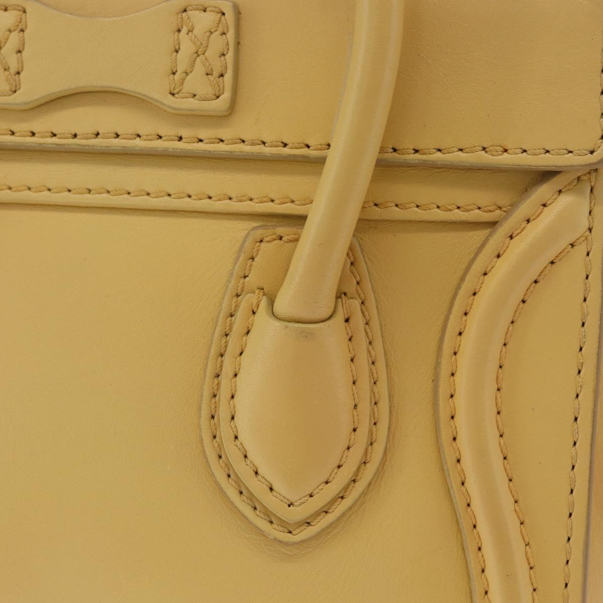 CELINE Luggage Nano Shopper Hand Bag Leather 2way Yellow Gold Auth 210931V