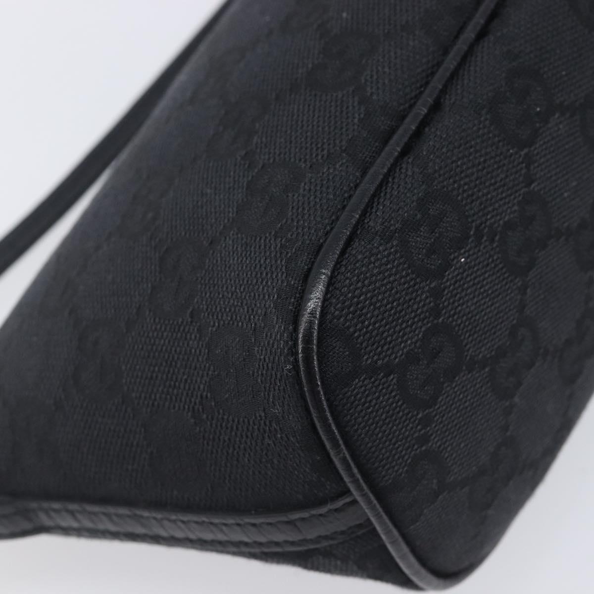 GUCCI GG Canvas Accessory Pouch Black Silver 07198 Auth 210932A