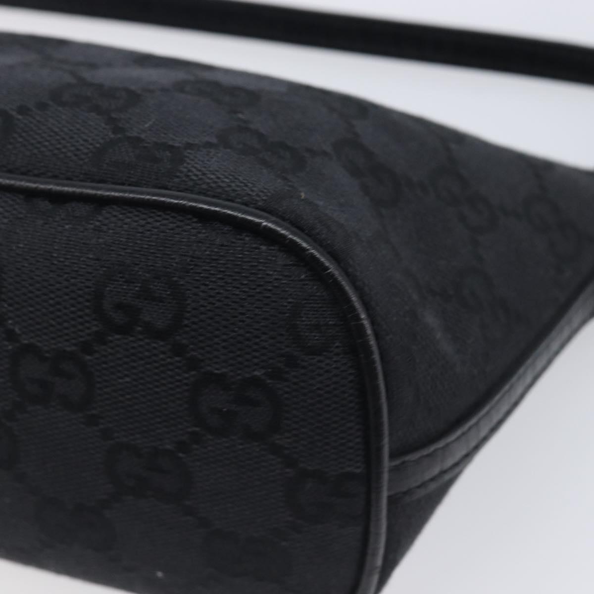 GUCCI GG Canvas Accessory Pouch Black Silver 07198 Auth 210932A