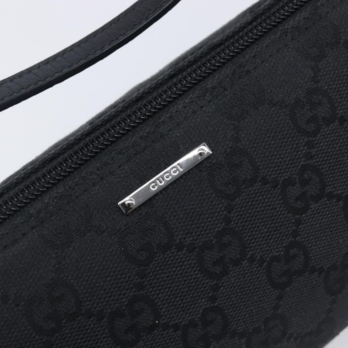 GUCCI GG Canvas Accessory Pouch Black Silver 07198 Auth 210932A