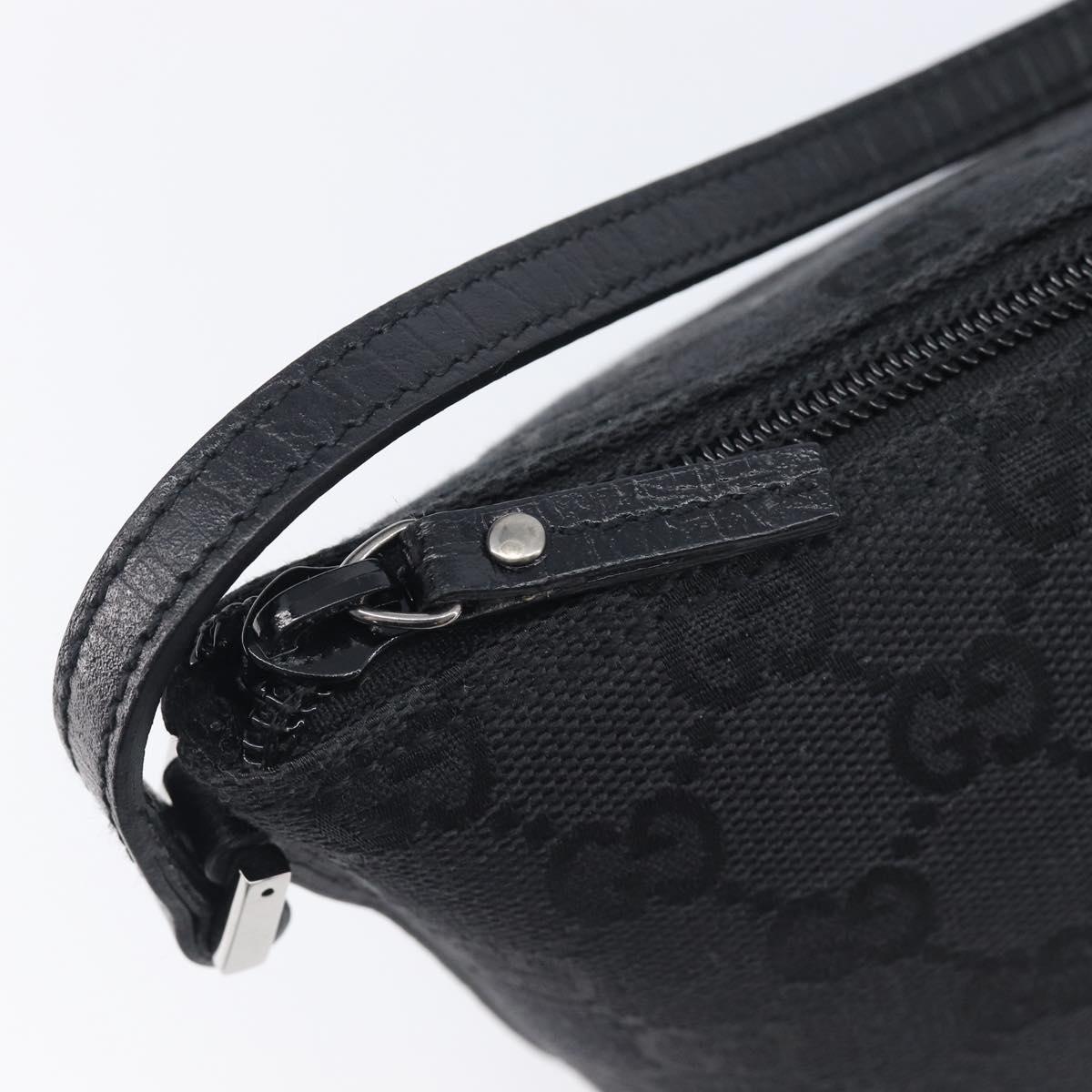 GUCCI GG Canvas Accessory Pouch Black Silver 07198 Auth 210932A