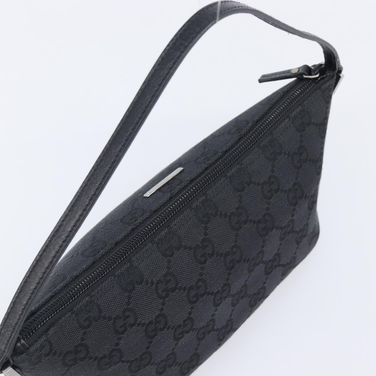 GUCCI GG Canvas Accessory Pouch Black Silver 07198 Auth 210932A