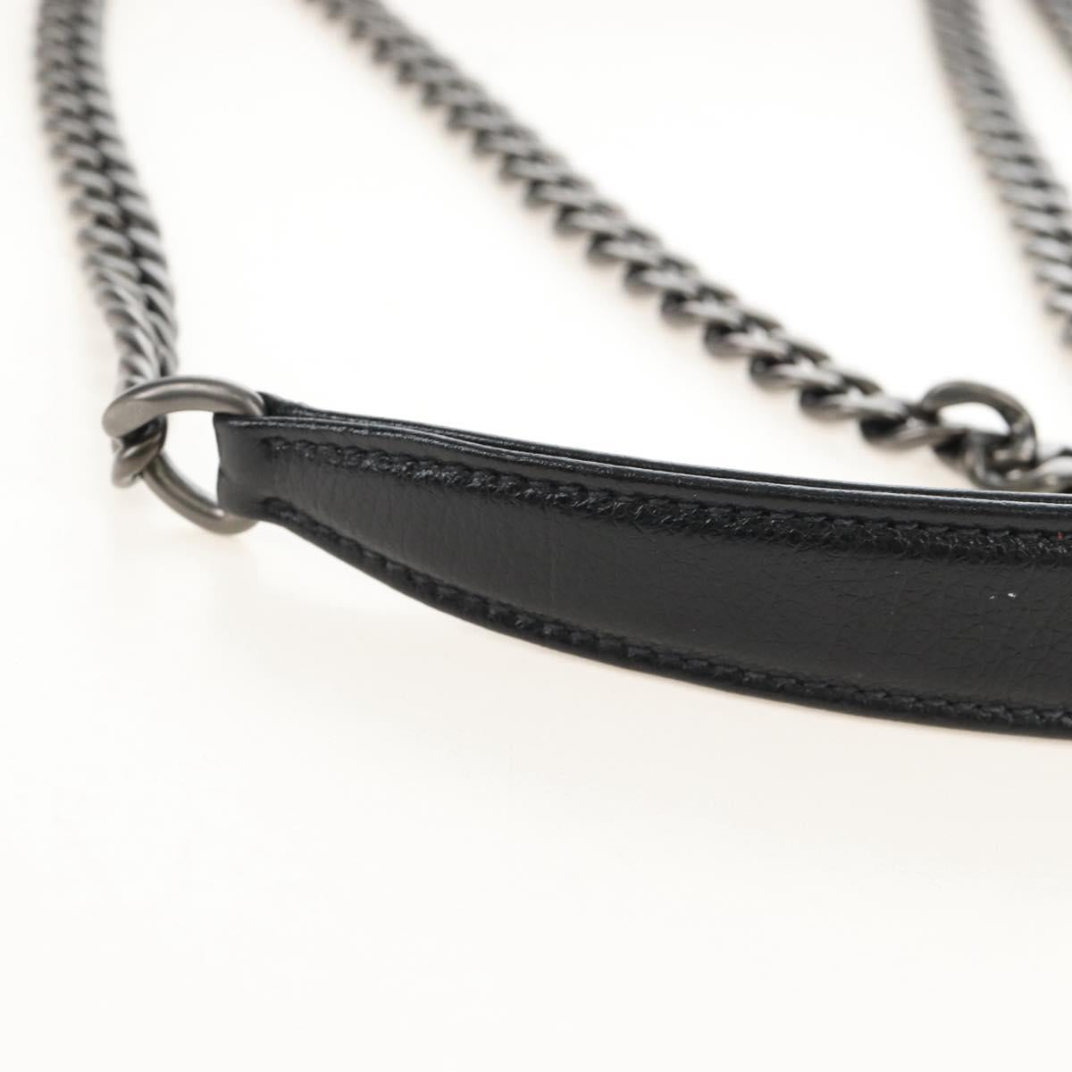 PRADA Chain Shoulder Bag Leather White Black Auth 210933V