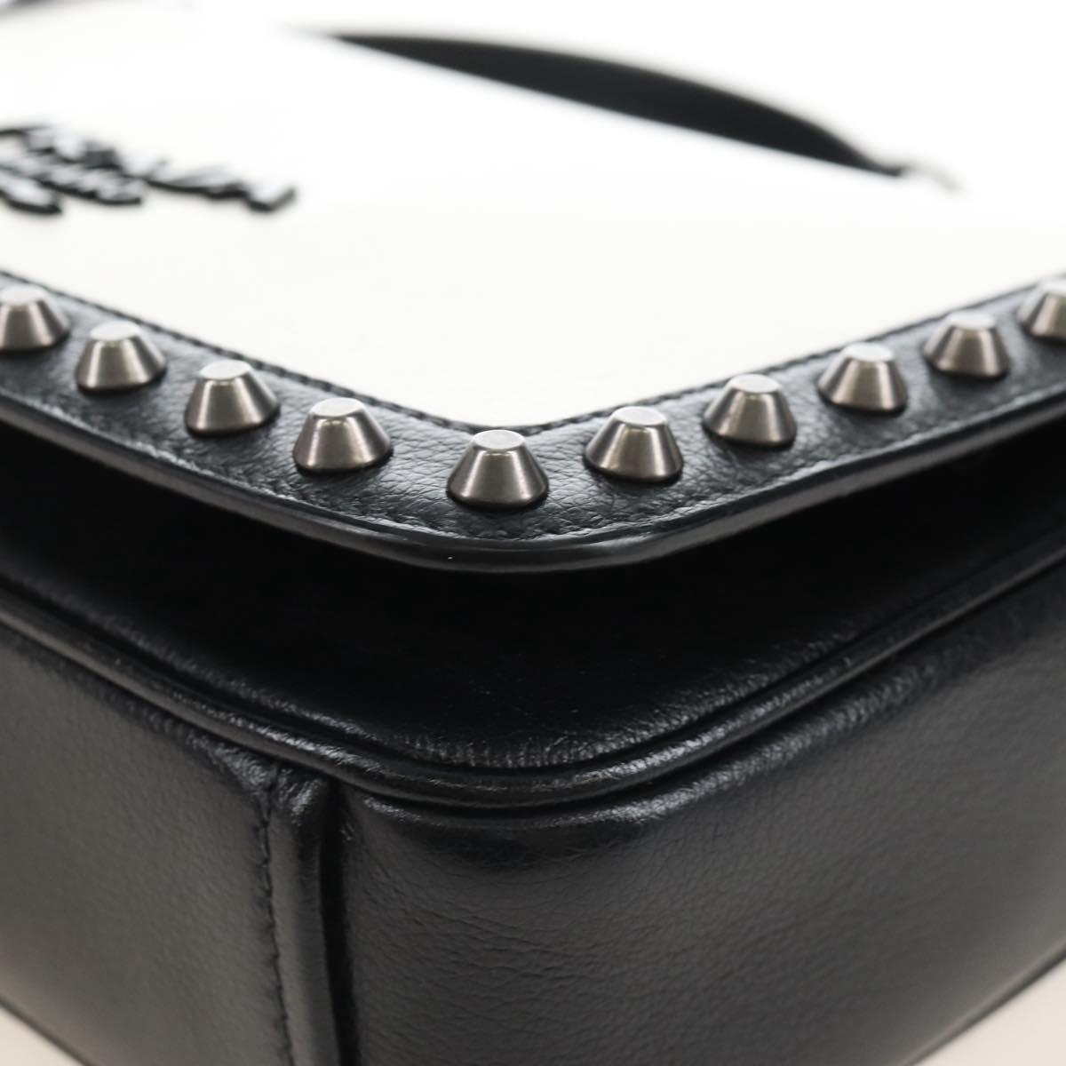 PRADA Chain Shoulder Bag Leather White Black Auth 210933V