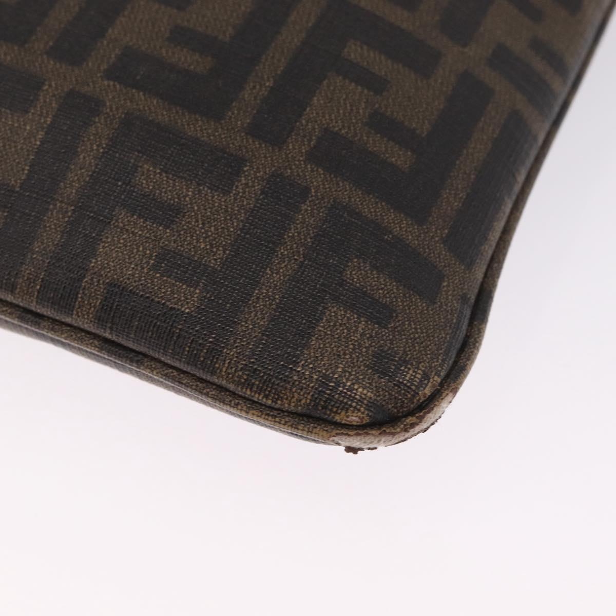 FENDI Zucca Canvas Shoulder Bag PVC Brown Black 7VA207 Auth 210935