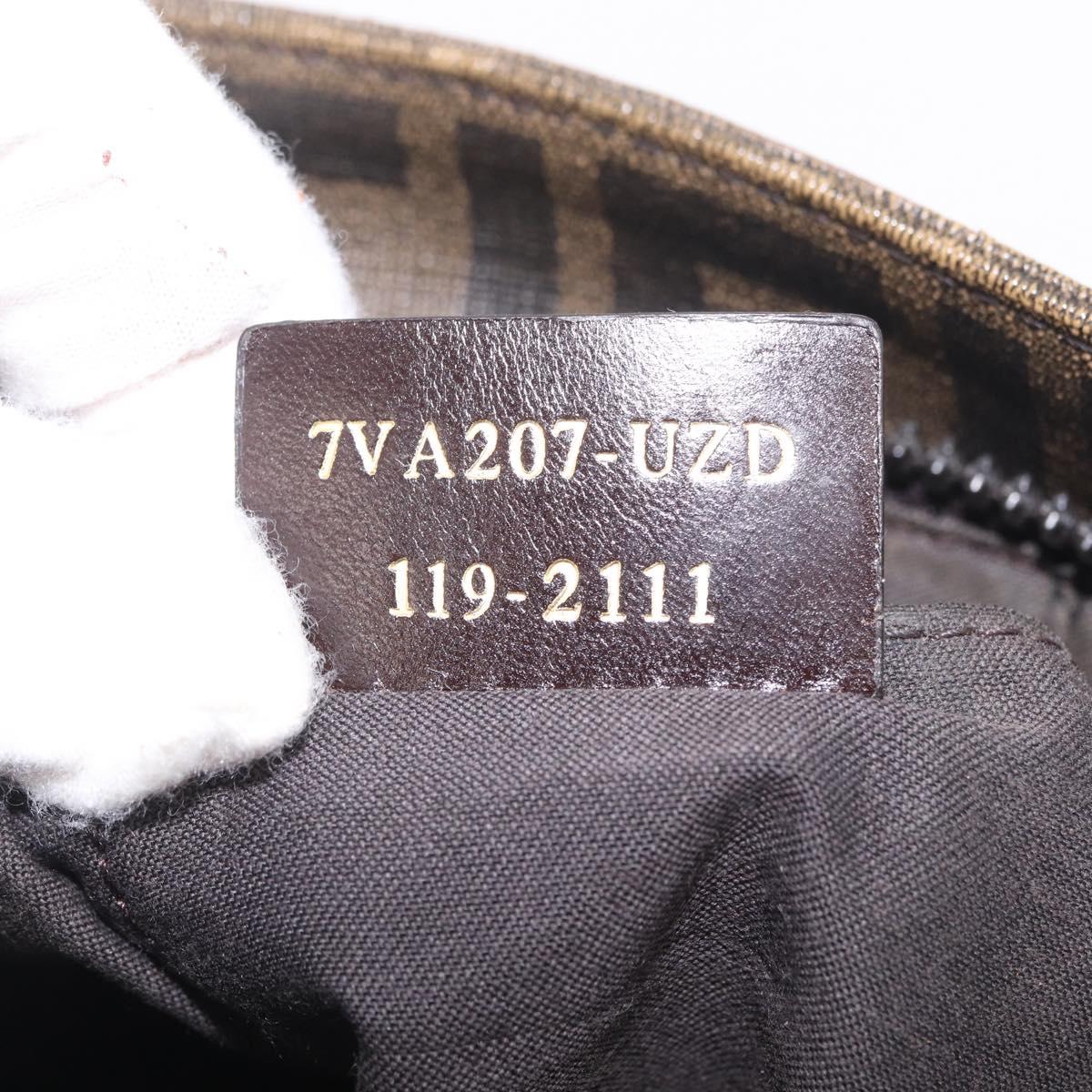FENDI Zucca Canvas Shoulder Bag PVC Brown Black 7VA207 Auth 210935