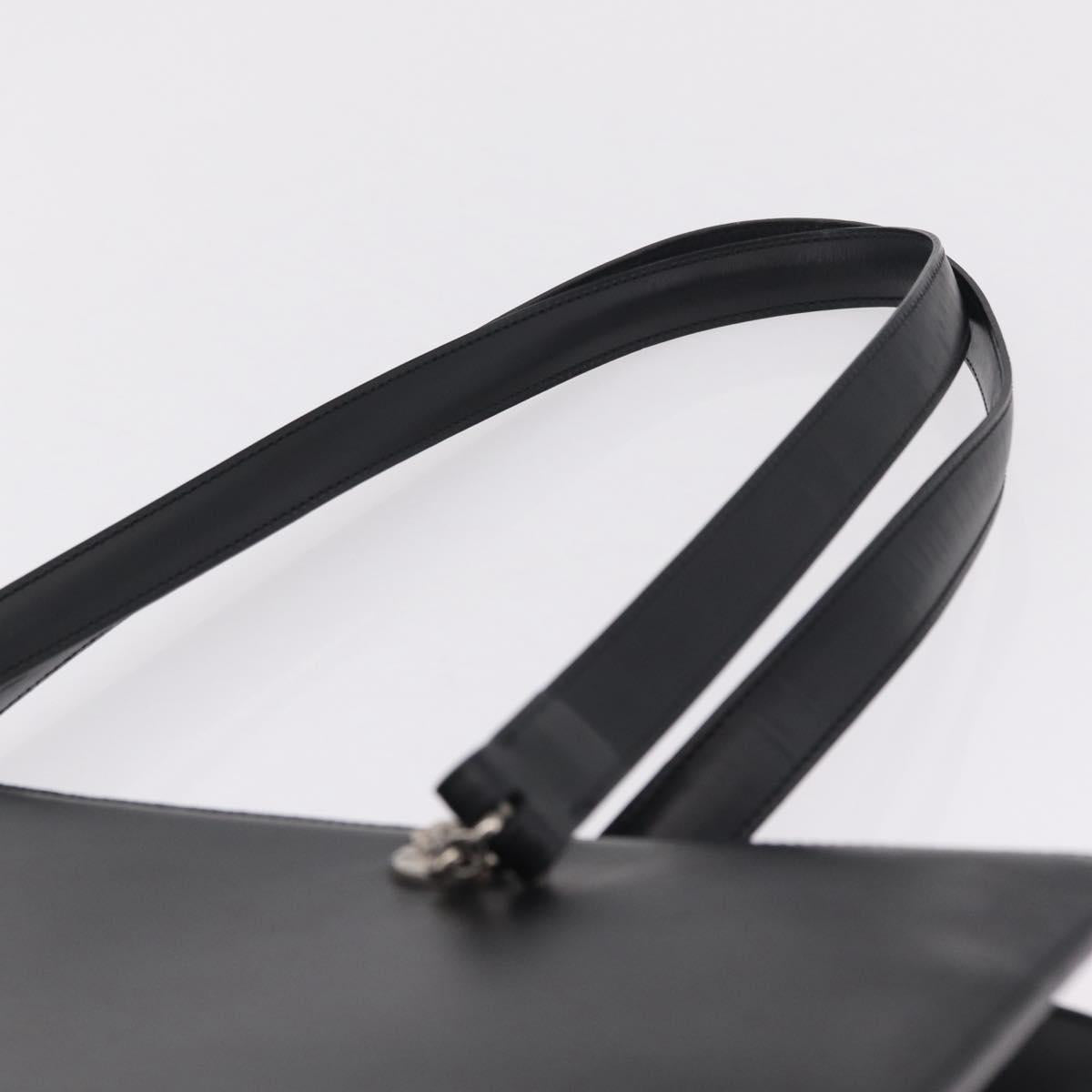 Cartier PANTHERE Tote Bag Leather Black Silver Auth 210936V