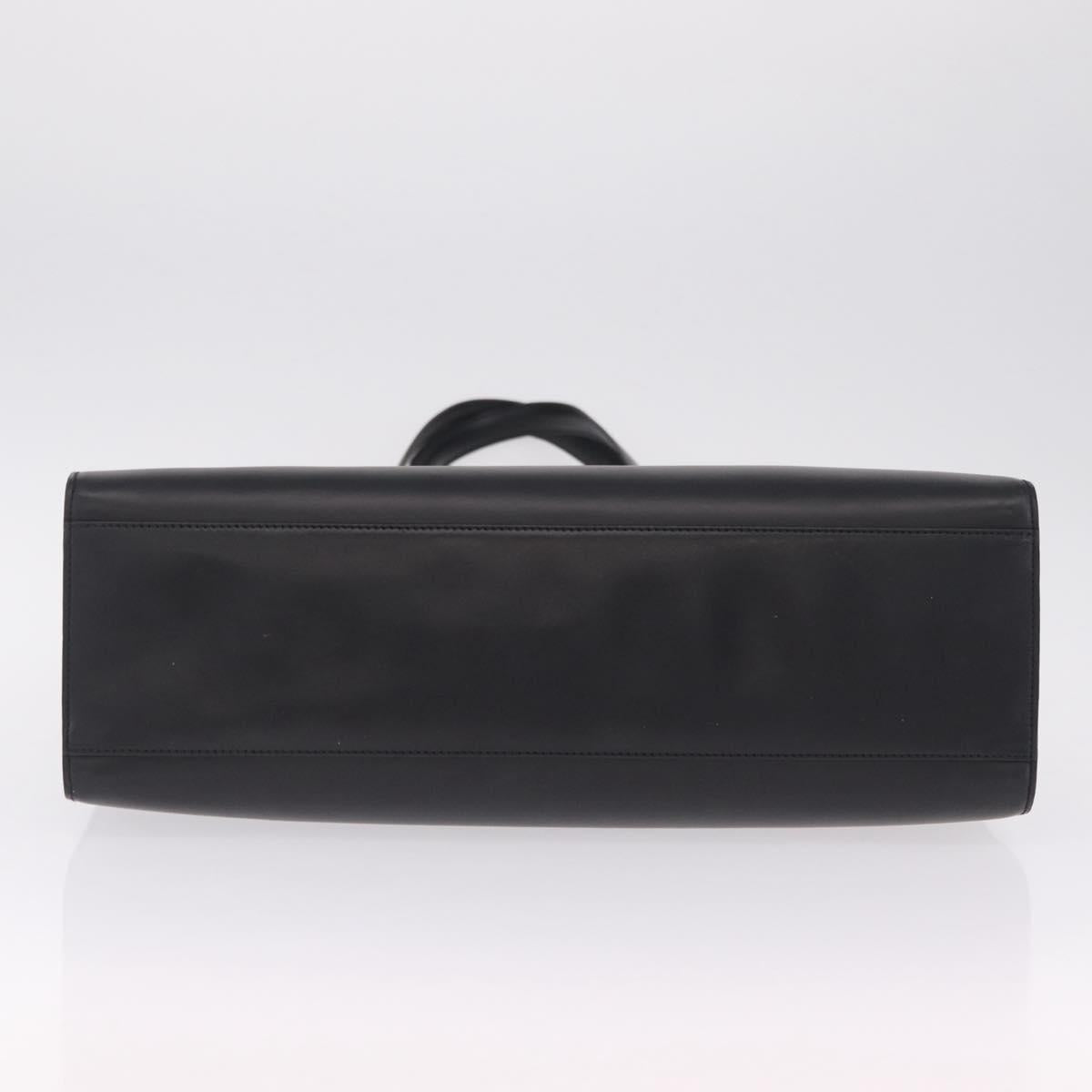 Cartier PANTHERE Tote Bag Leather Black Silver Auth 210936V