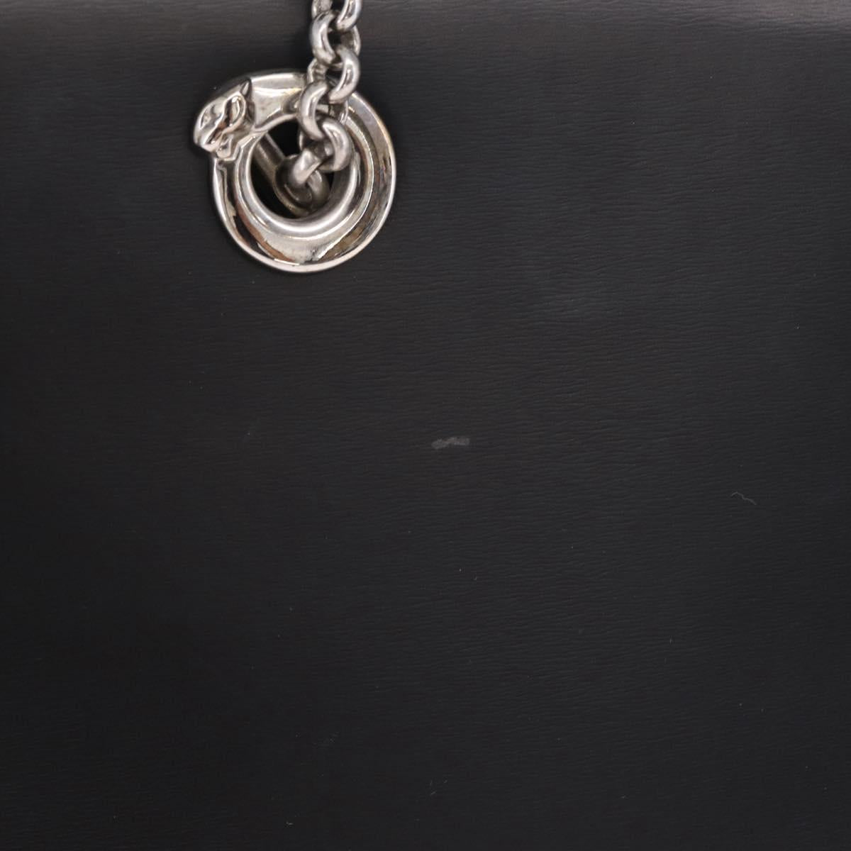 Cartier PANTHERE Tote Bag Leather Black Silver Auth 210936V