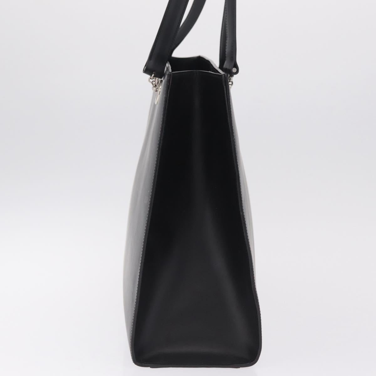 Cartier PANTHERE Tote Bag Leather Black Silver Auth 210936V