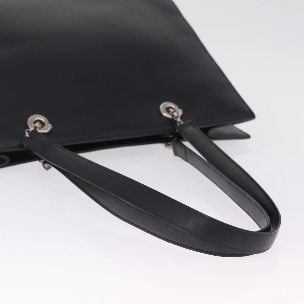 Cartier PANTHERE Tote Bag Leather Black Silver Auth 210936V