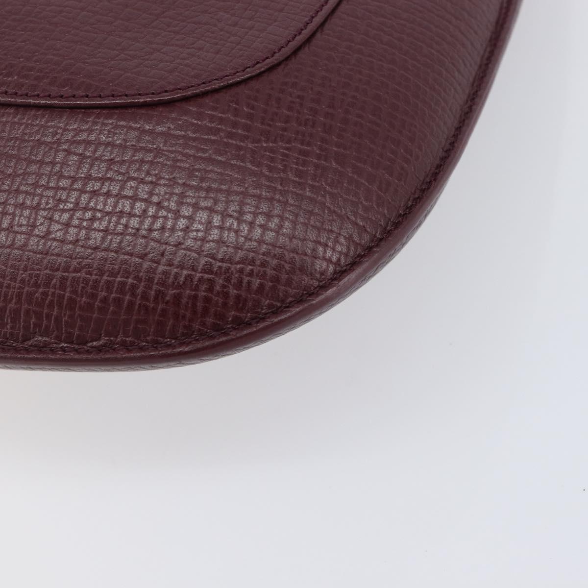 LOEWE Shoulder Bag Leather Bordeaux Gold Auth 210938A