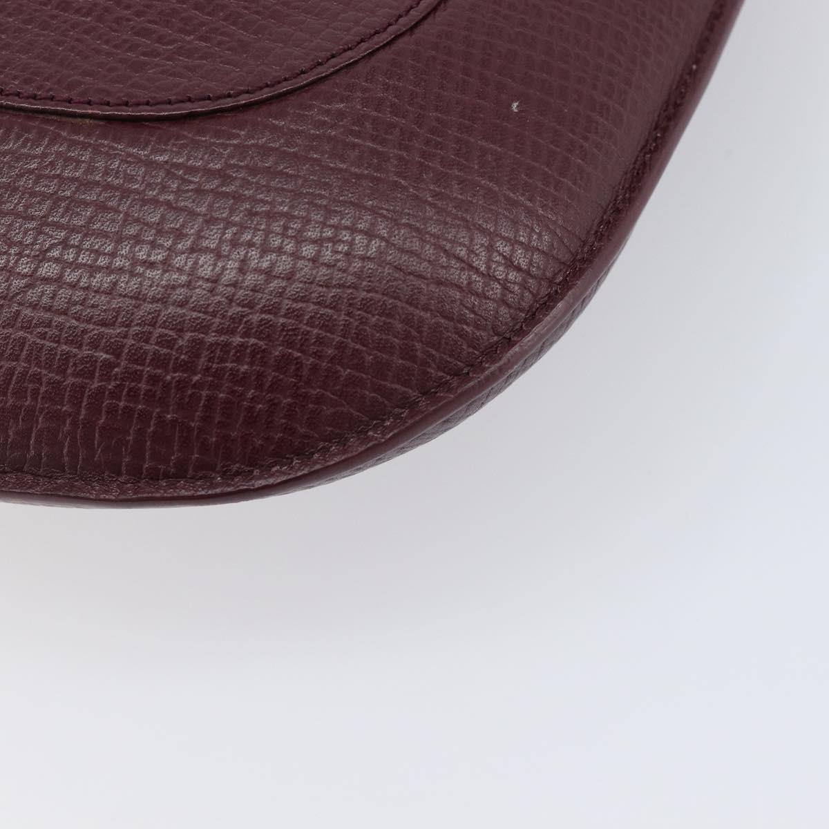 LOEWE Shoulder Bag Leather Bordeaux Gold Auth 210938A