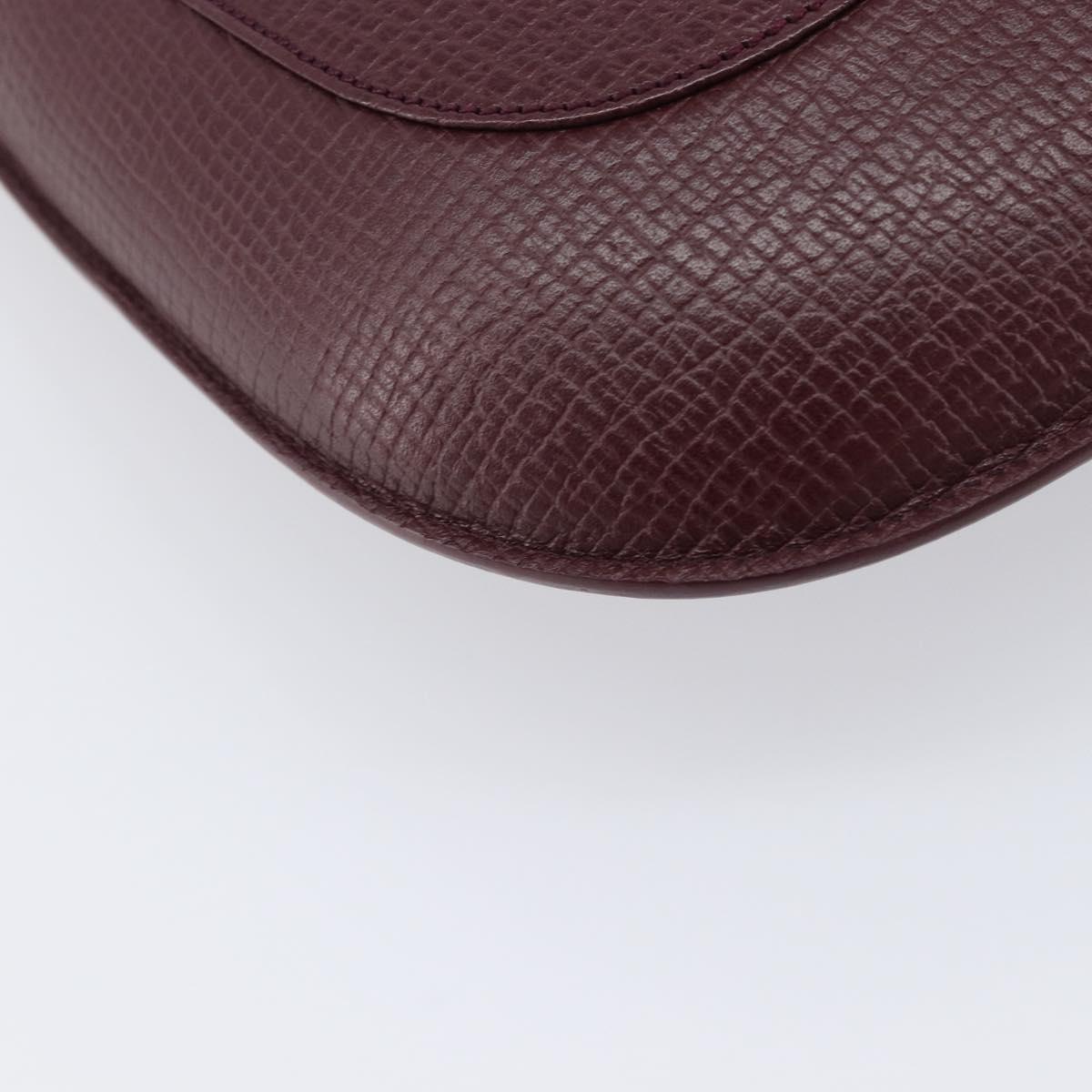LOEWE Shoulder Bag Leather Bordeaux Gold Auth 210938A