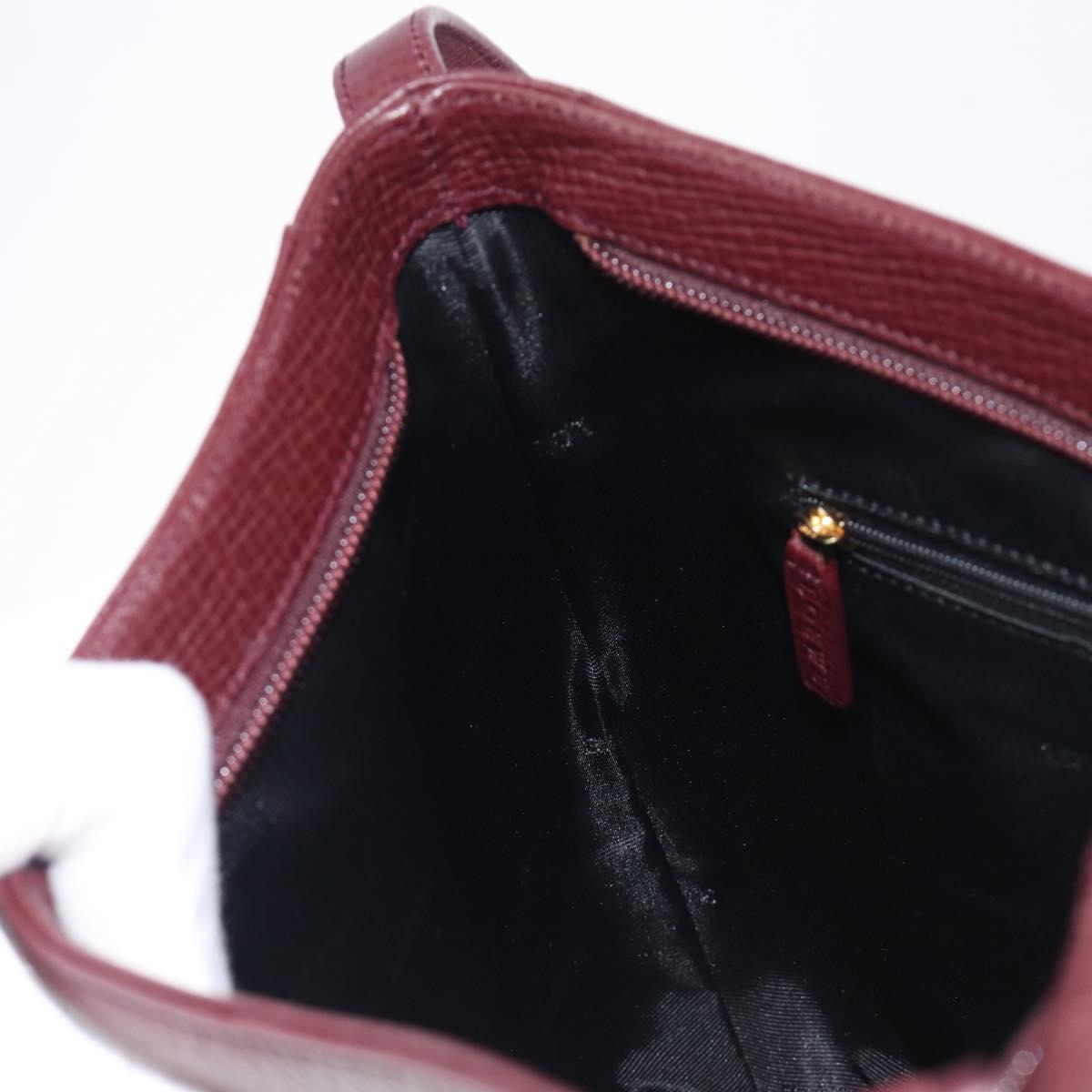 LOEWE Shoulder Bag Leather Bordeaux Gold Auth 210938A