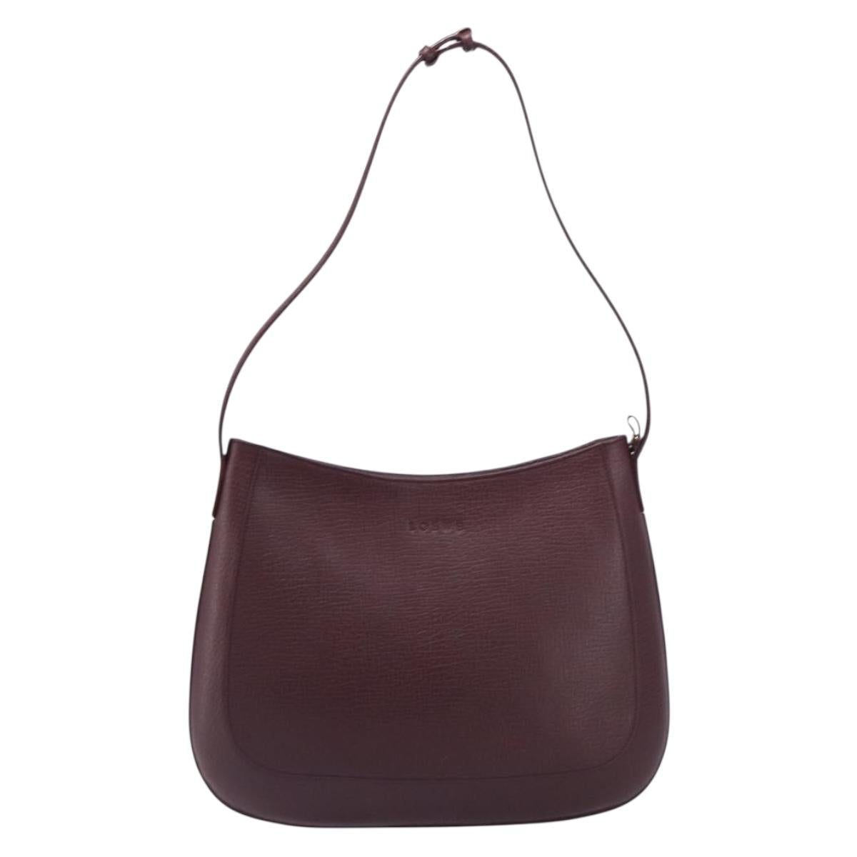 LOEWE Shoulder Bag Leather Bordeaux Gold Auth 210938A
