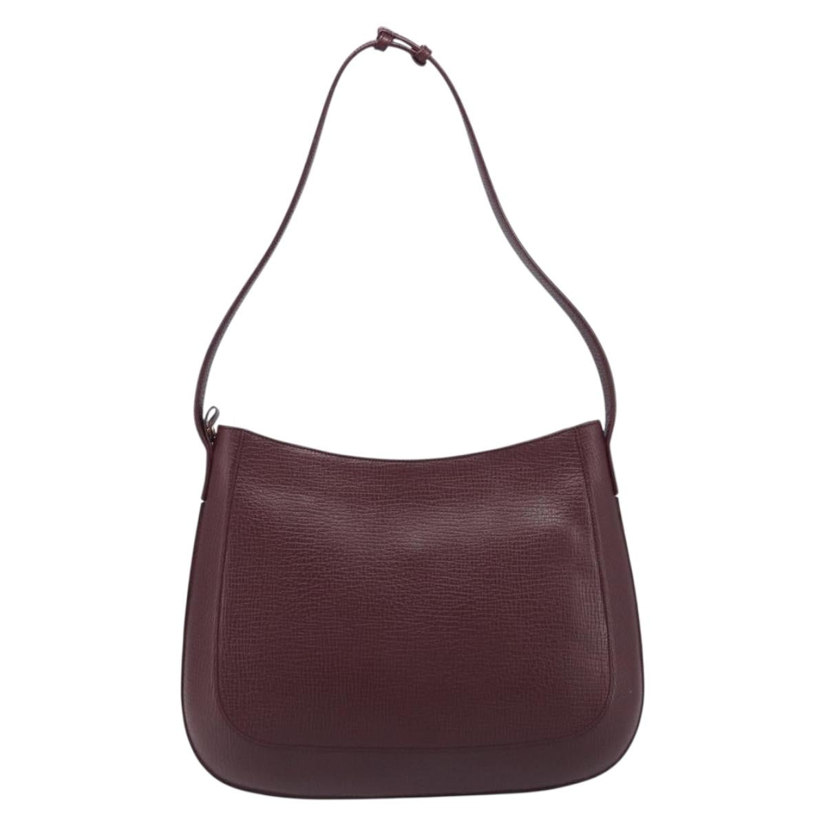 LOEWE Shoulder Bag Leather Bordeaux Gold Auth 210938A