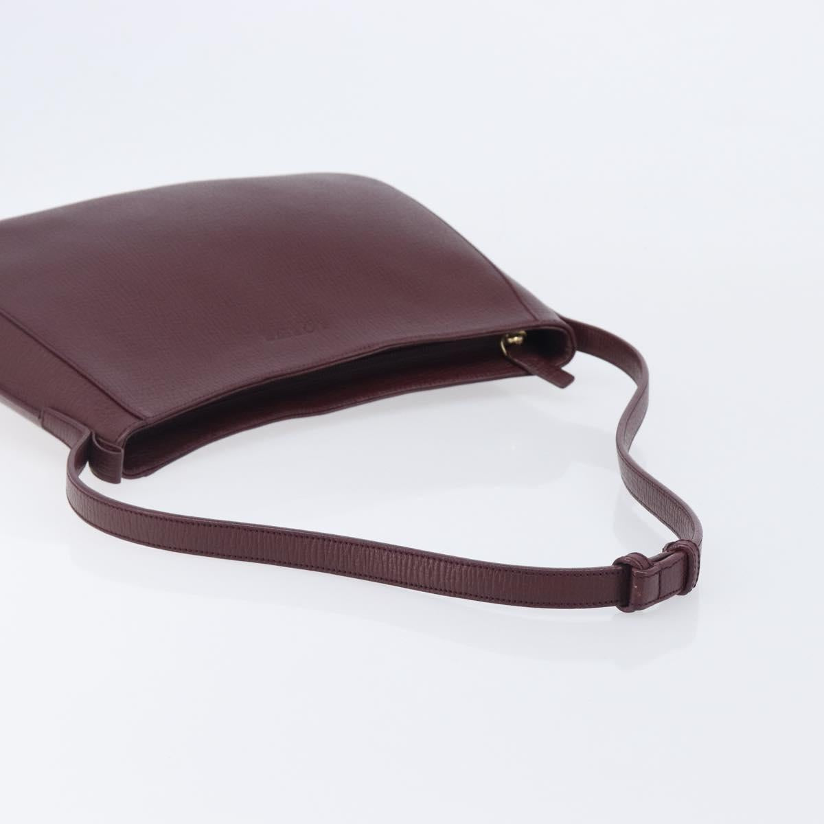 LOEWE Shoulder Bag Leather Bordeaux Gold Auth 210938A