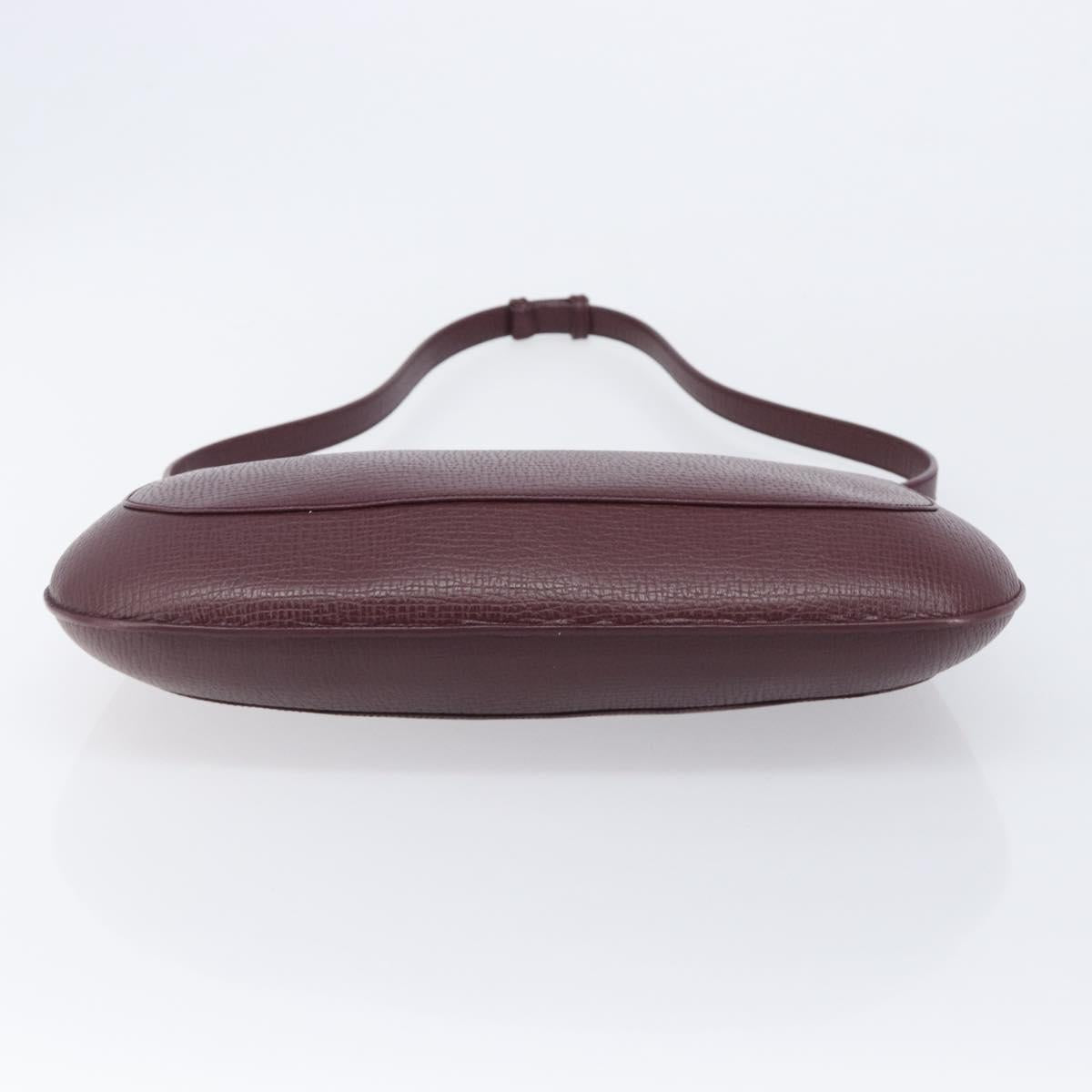 LOEWE Shoulder Bag Leather Bordeaux Gold Auth 210938A