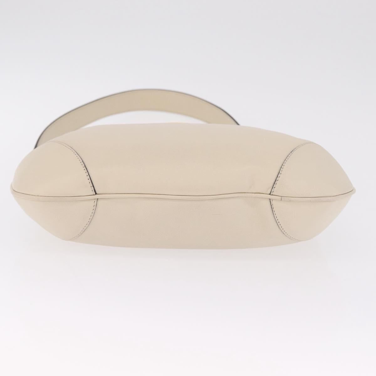 CELINE Horsebit Shoulder Bag Leather Ivory Gold Auth 210939V