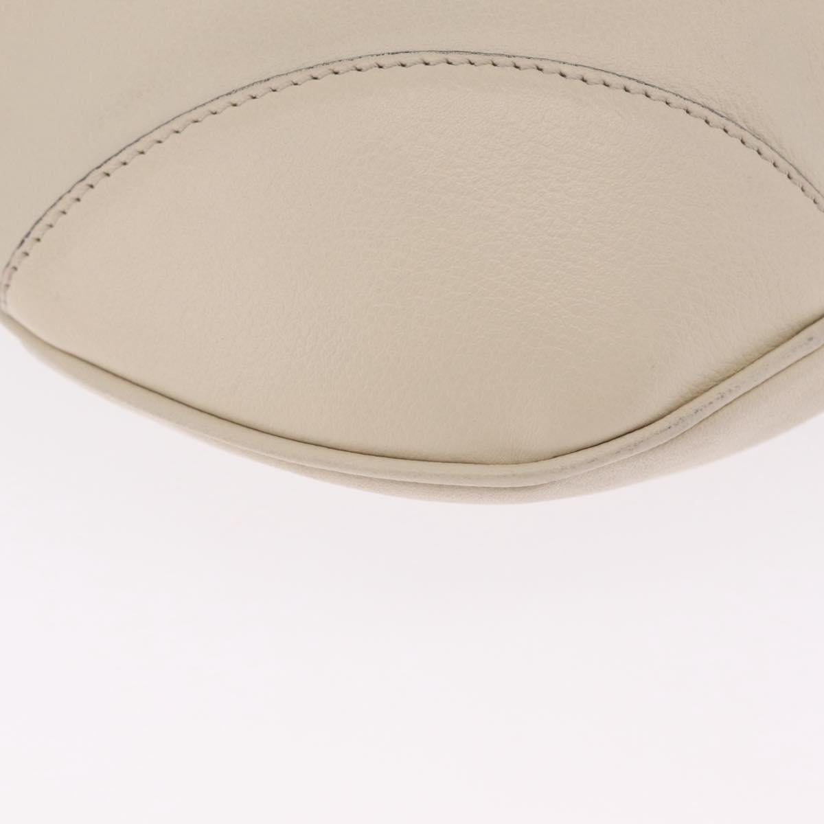 CELINE Horsebit Shoulder Bag Leather Ivory Gold Auth 210939V