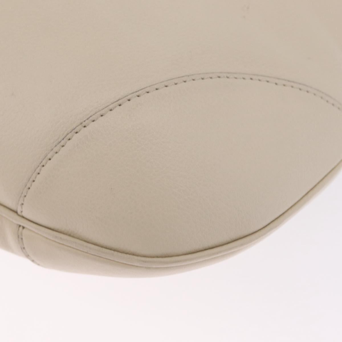CELINE Horsebit Shoulder Bag Leather Ivory Gold Auth 210939V