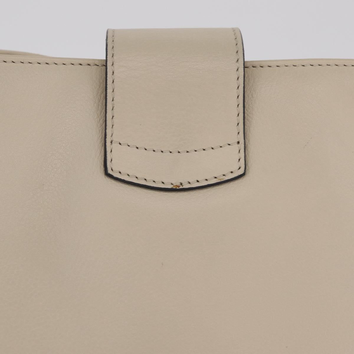 CELINE Horsebit Shoulder Bag Leather Ivory Gold Auth 210939V